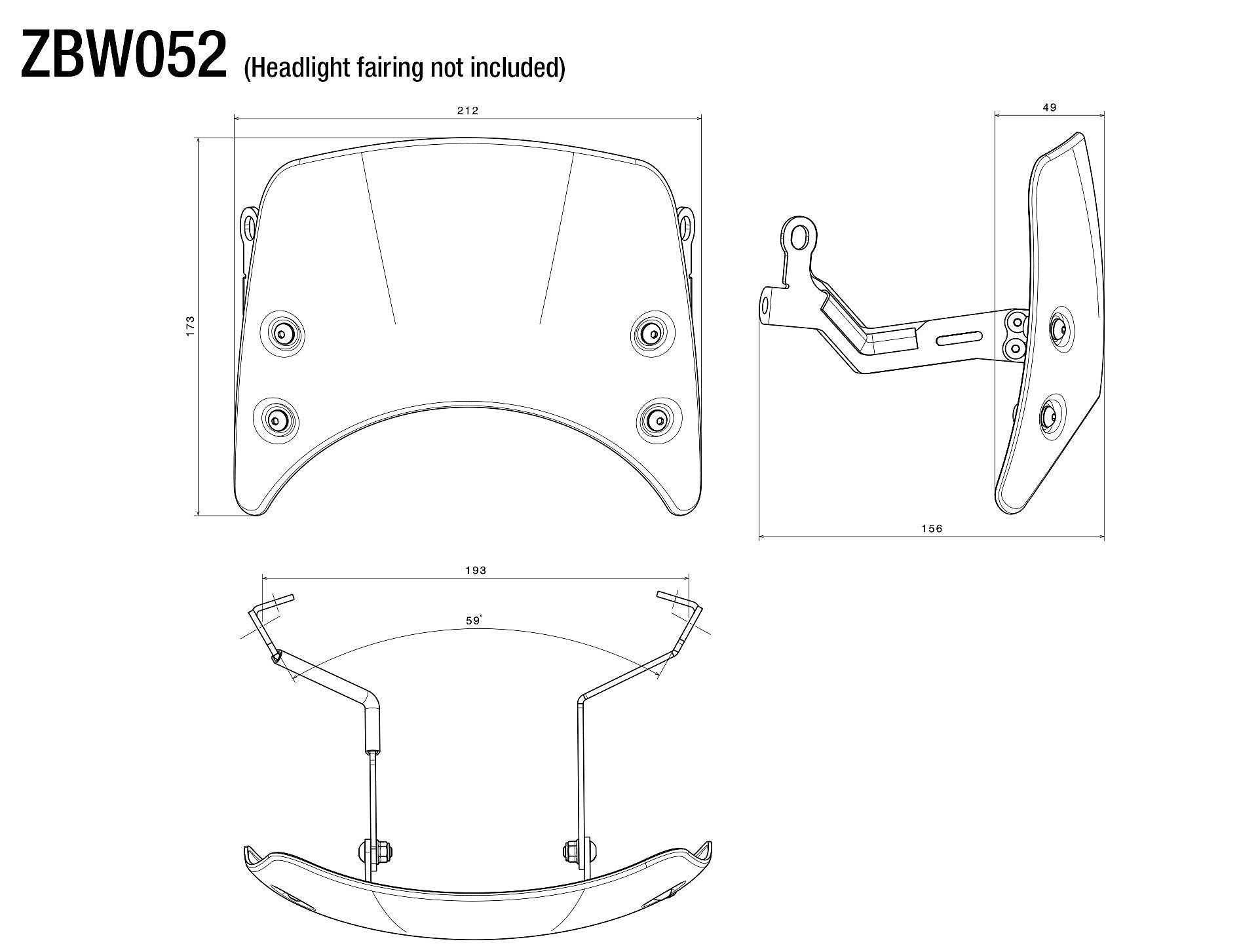 Rizoma Brackets for Headlight Fairing ZBW052B - Black