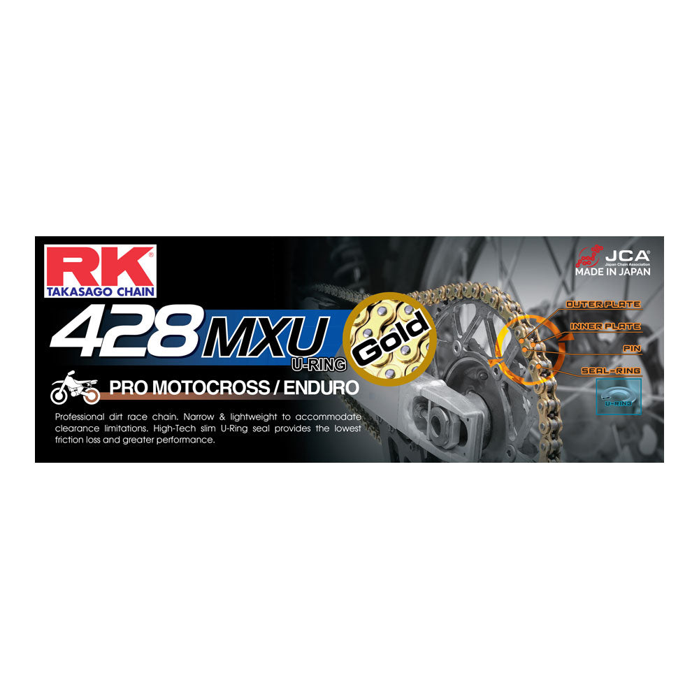 RK 428MXU x 126L MX U Ring Chain Gold - Clip Link