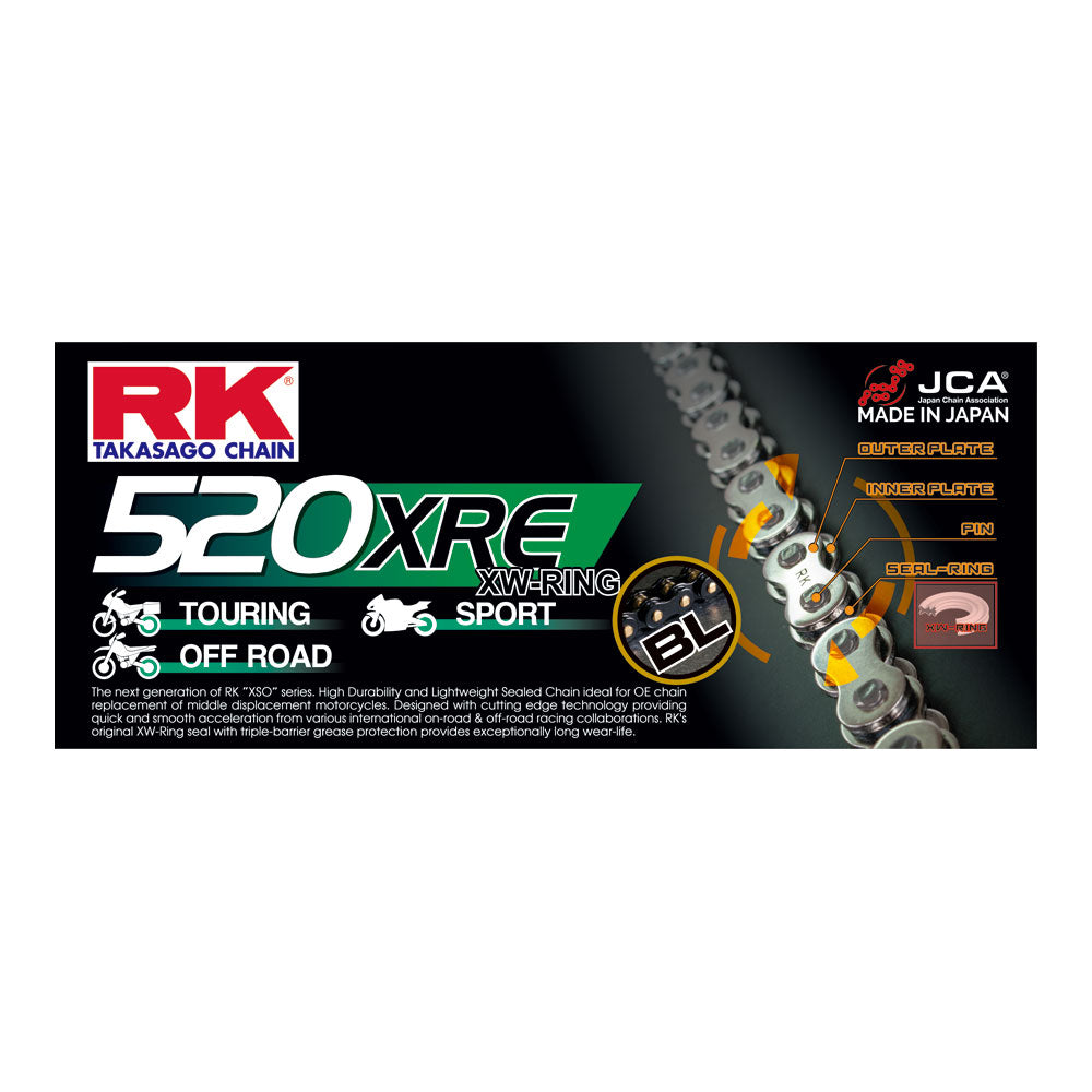RK 520XRE x 120L XW Chain Black - Clip Link