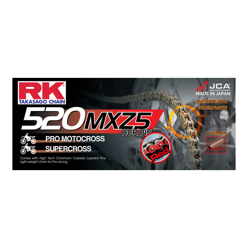 RK 520MXZ4 x 120L MXZ4 Chain Red - Clip Link
