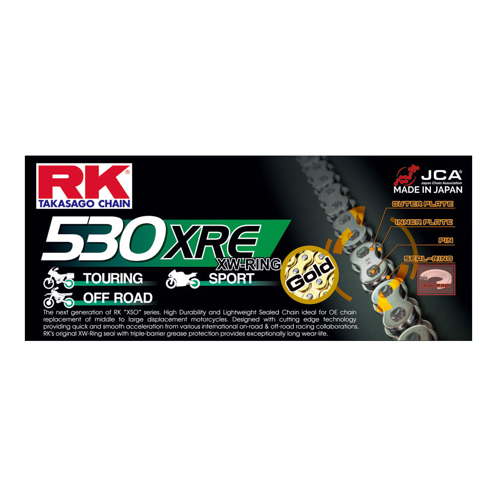 RK 530XRE x 120L XW Chain Gold - Rivet Link