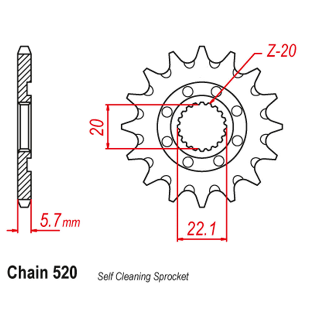Front Sprocket YAMAHA Self Cleaning 520