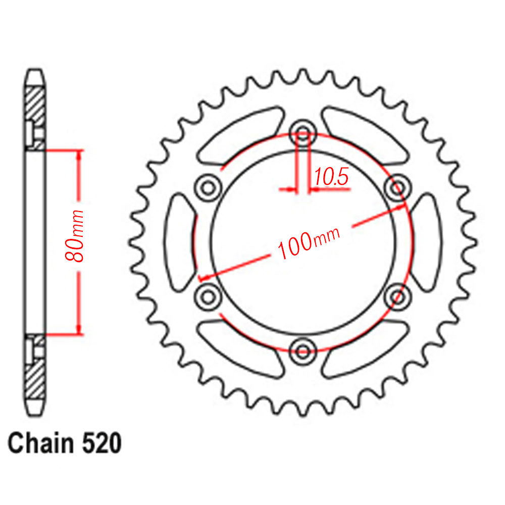 VORTEX Alloy Rear Sprocket 520-42T Black^
