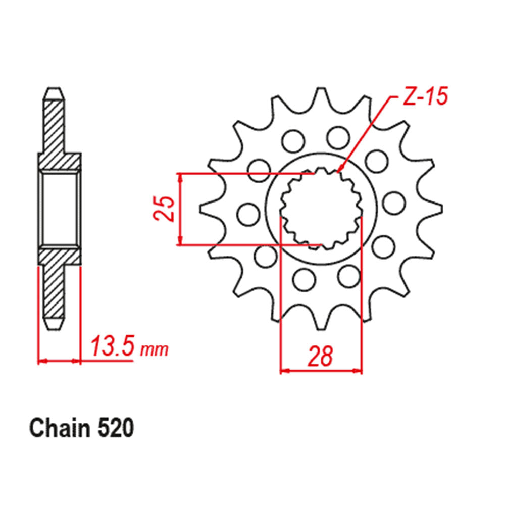 Front Sprocket Steel With Rubber Cush 15T 520P