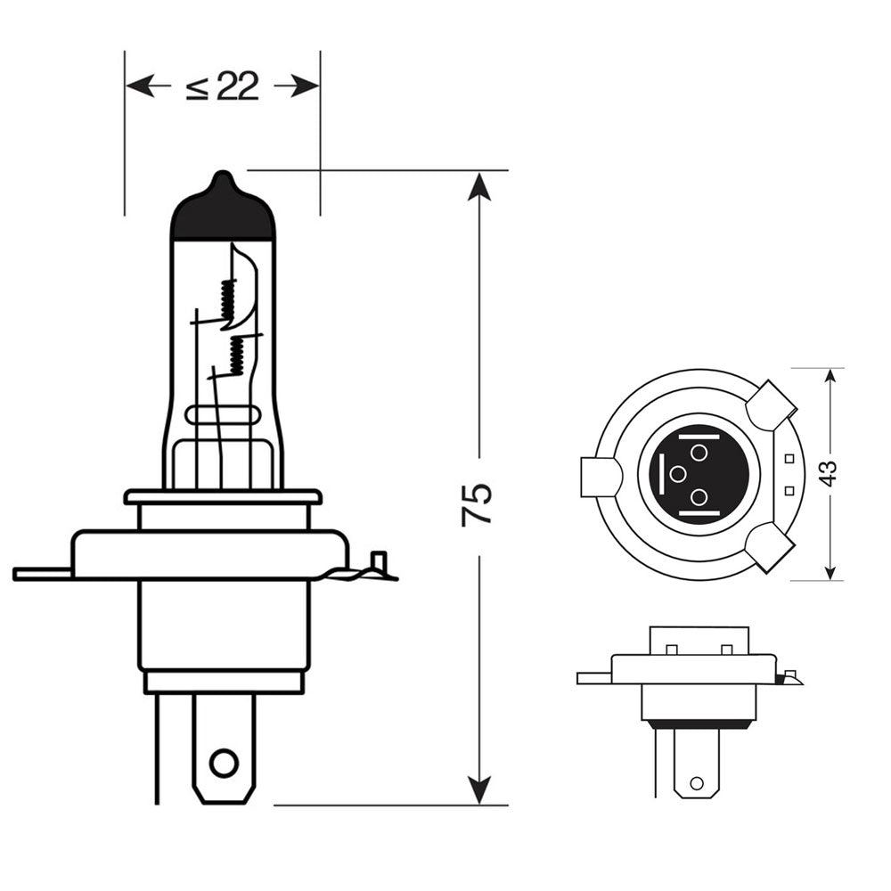 LAMPA Bulb 12V 35/35W PX43T Halogen HS1