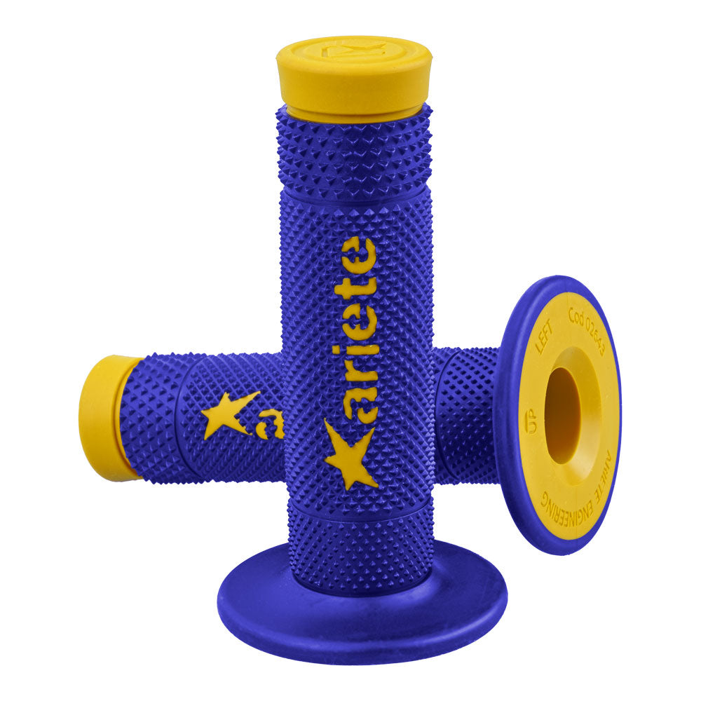 ARIETE MX Grips - Vulcan - Dual Compound - Blue/Yellow