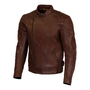 MERLIN Jacket Chester Caf‚ D3O Leather Brown 50 4XL