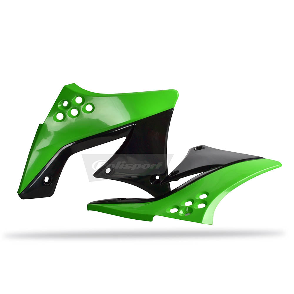 POLISPORT Radiator Shrouds KAW KX250F 9-12 Green/Black^