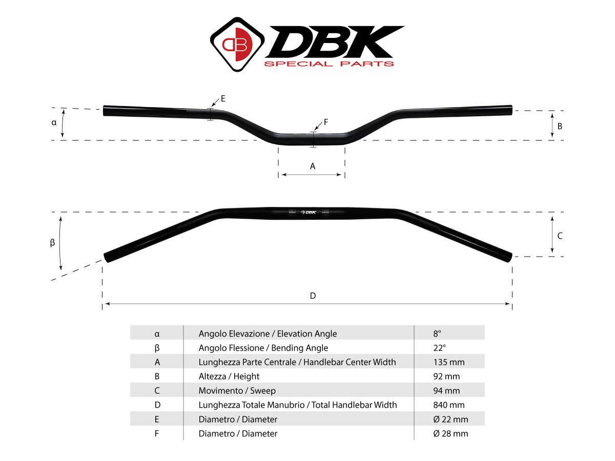 HAN02 - VARIABLE SECTION HANDLEBAR ?? 22-28 mm