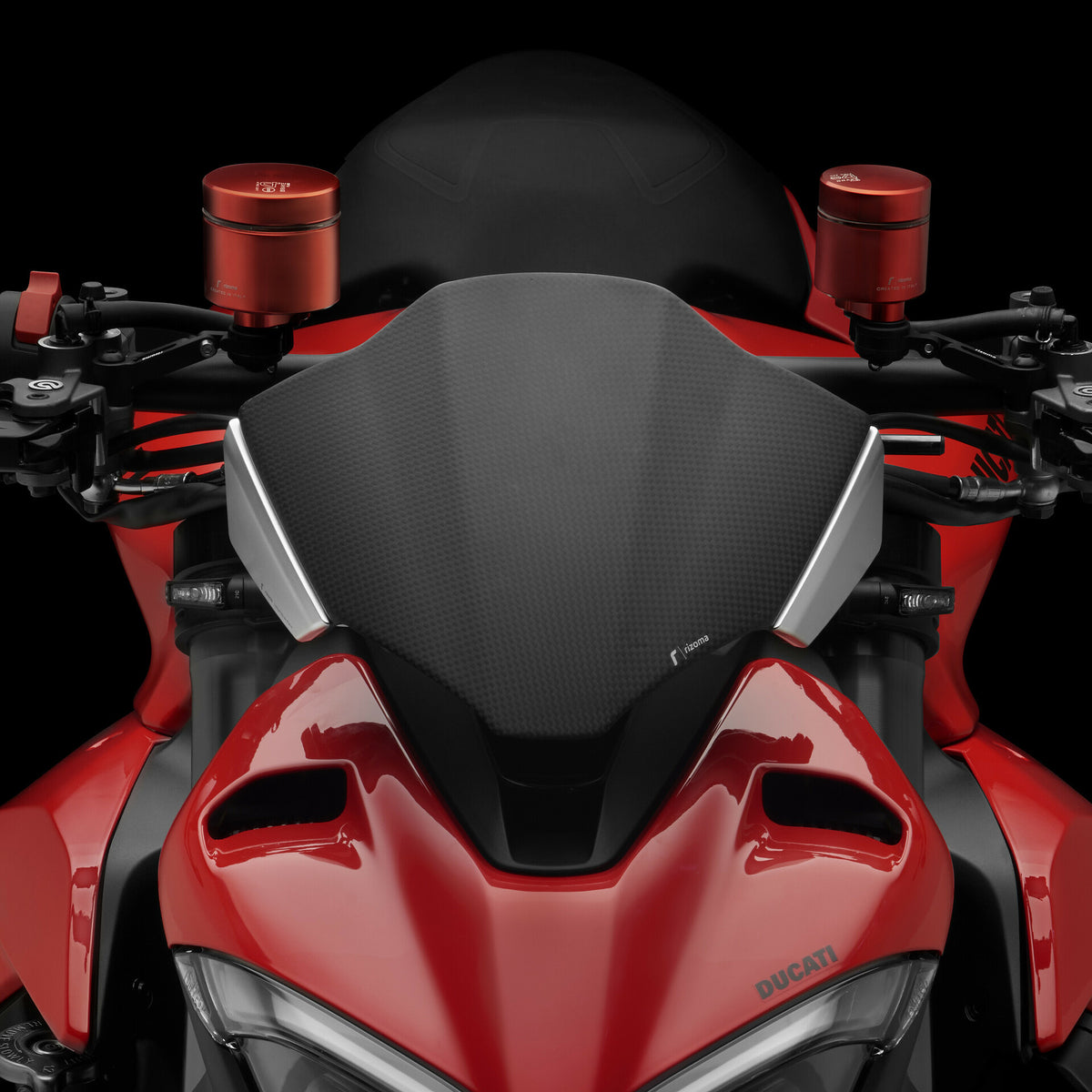 Rizoma Headlight fairing with Mounting kit — Carbon and Aluminum — ZDM159AK