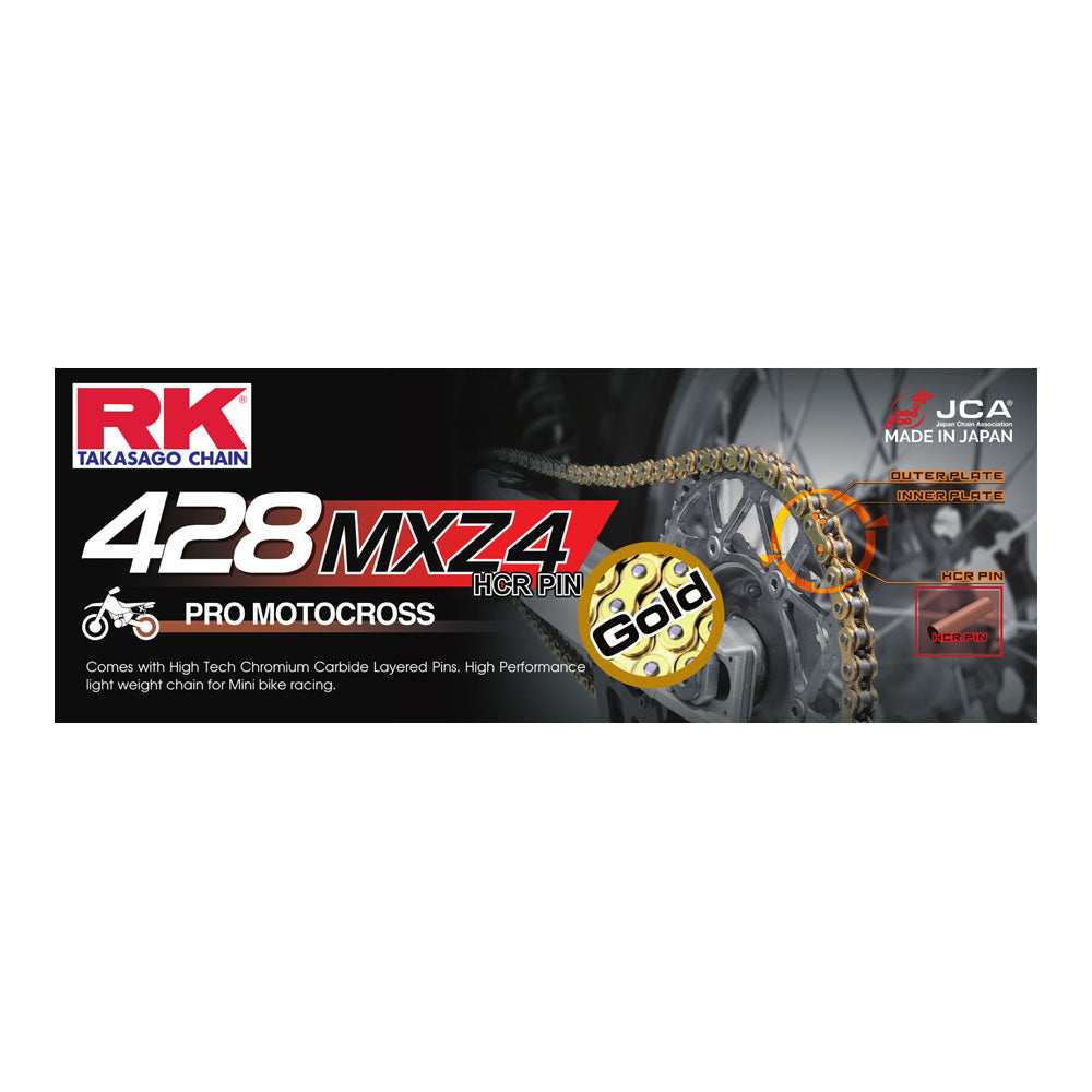 RK 428MXZ x 126L MX Race Chain Gold - Clip Link