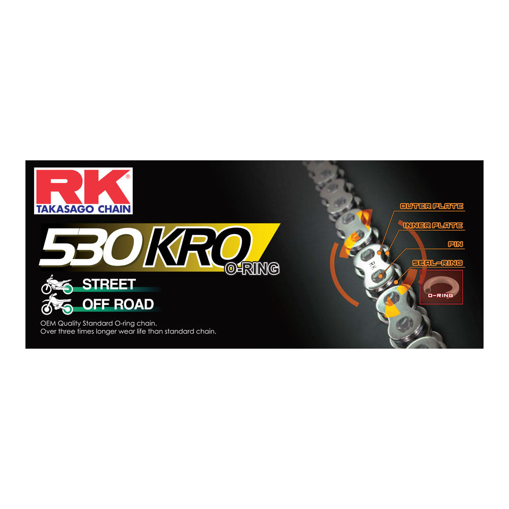 RK 530KRO x 120L O Ring Chain - Rivet Link
