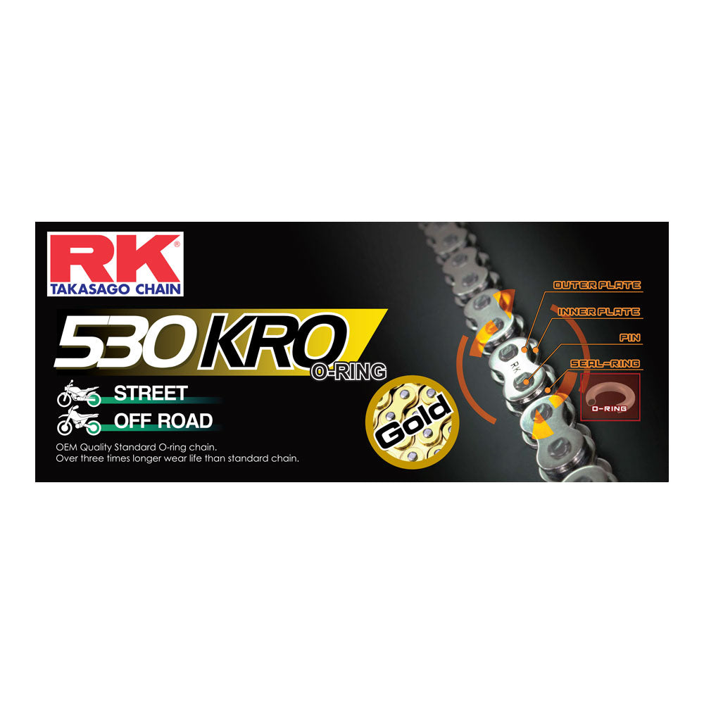 RK 530KRO x 120L O Ring Chain GOLD - Rivet Link