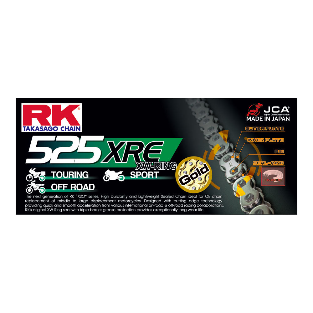 RK 525XRE x 120L XW Chain Gold - Rivet Link