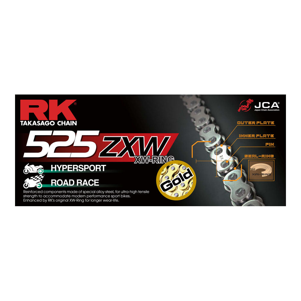 RK 525ZXW x 130L XW Ring Chain Gold - Rivet Link