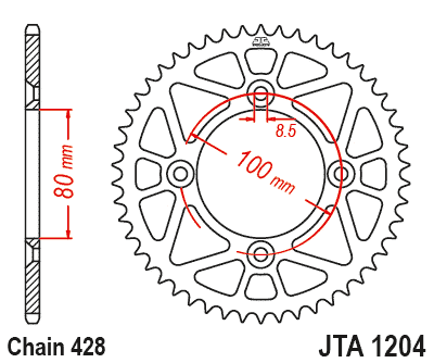 JT Alloy Racelite Sprocket 49T 428 Black