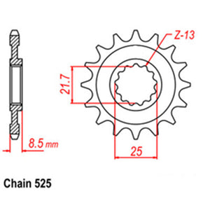 Front Sprocket With Rubber Cush 15T 525P