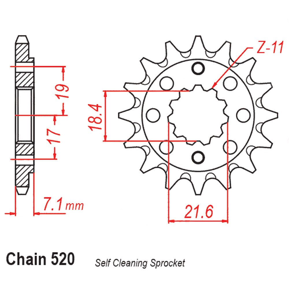 Front Sprocket HONDA Self Cleaning 520
