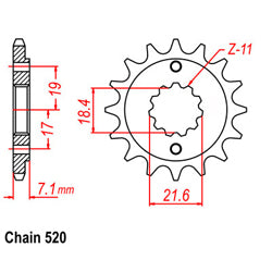 Front Sprocket With Rubber Cush HONDA 14T 520P