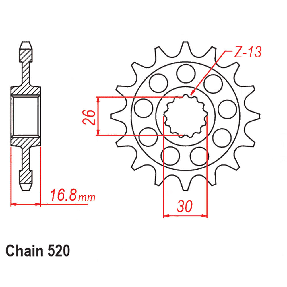Front Sprocket With Rubber Cush HONDA 16T 520P