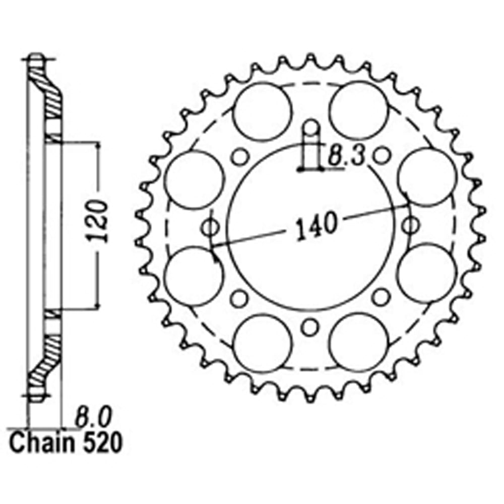 Rear Sprocket KAWASAKI 520*