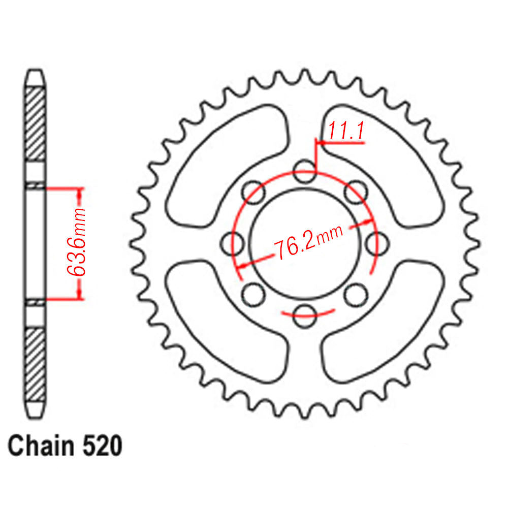 VORTEX Alloy Rear Sprocket 520-48T Silver^