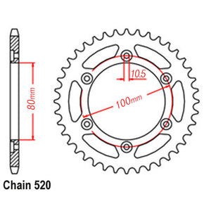 VORTEX Alloy Rear Sprocket 520-42T Black^