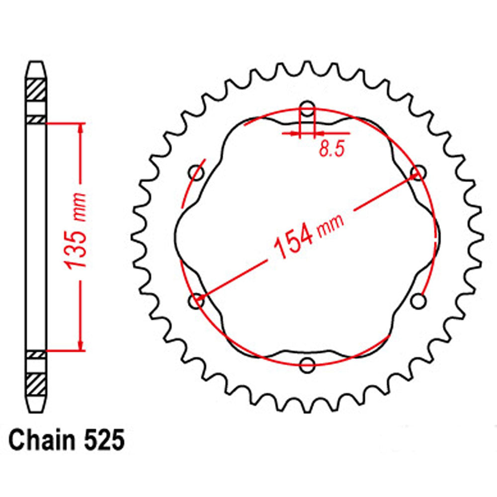 Rear Sprocket DUCATI 525 Adaptor Req