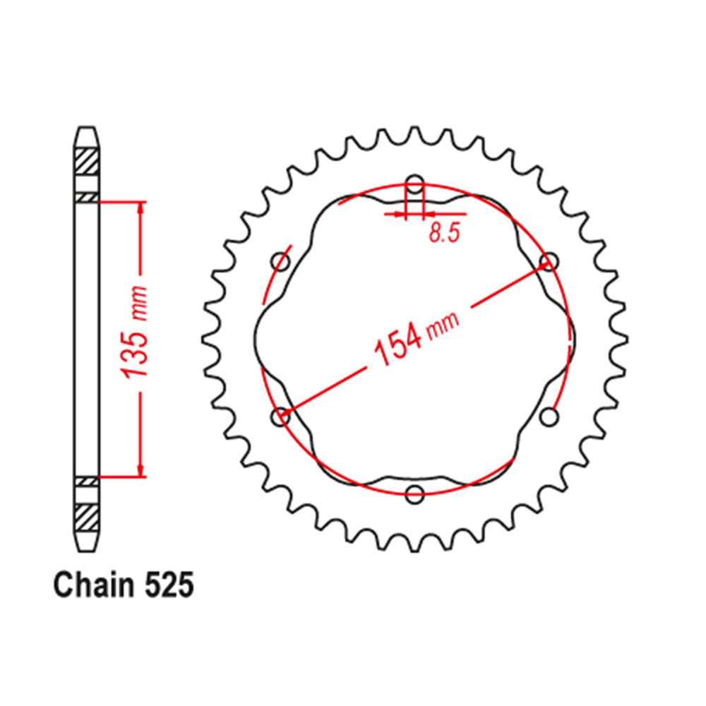 Rear Sprocket DUCATI 525 Black Adaptor Req