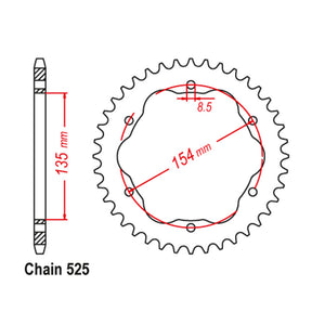 Rear Sprocket DUCATI 525 Black Adaptor Req