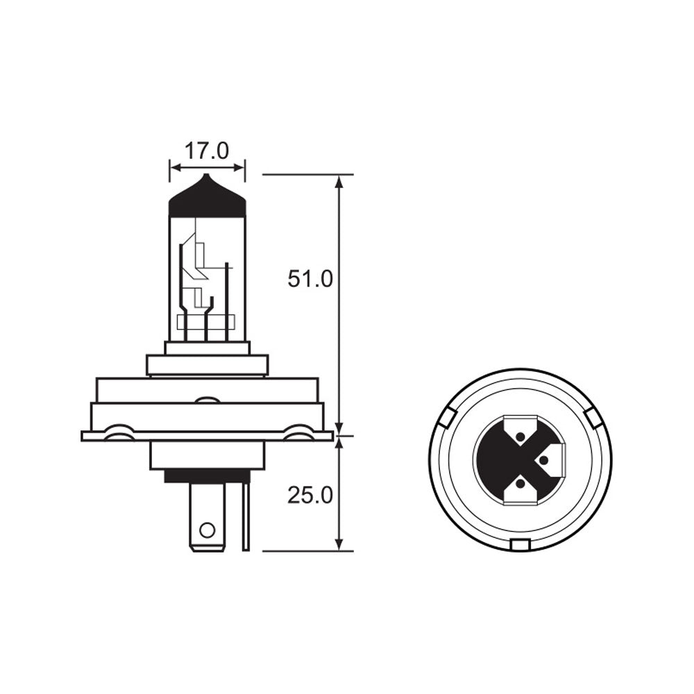 Bulb 12V 35/35 P45T Halogen H4 (1)*
