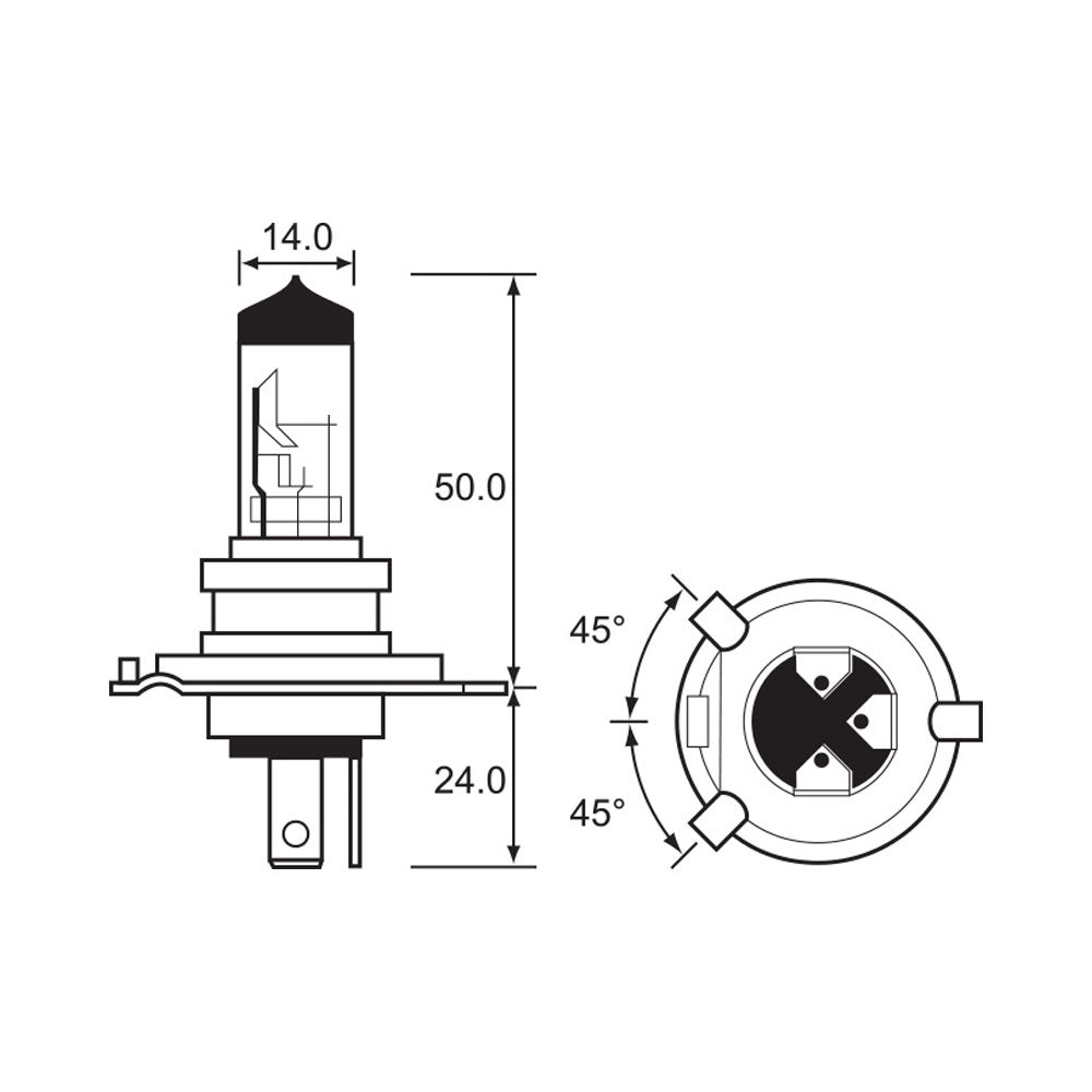 Bulb 12V 35/35 P43T Halogen H4 (1)