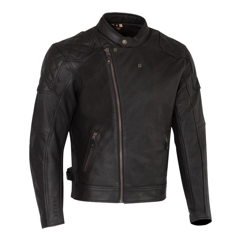 MERLIN Jacket Chester Caf‚ D3O Leather Black 46 2XL
