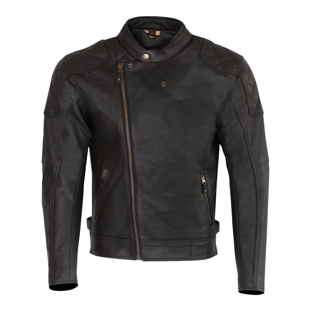 MERLIN Jacket Chester Caf‚ D3O Leather Black 50 4XL