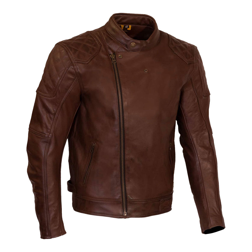 MERLIN Jacket Chester Caf‚ D3O Leather Brown 42 L
