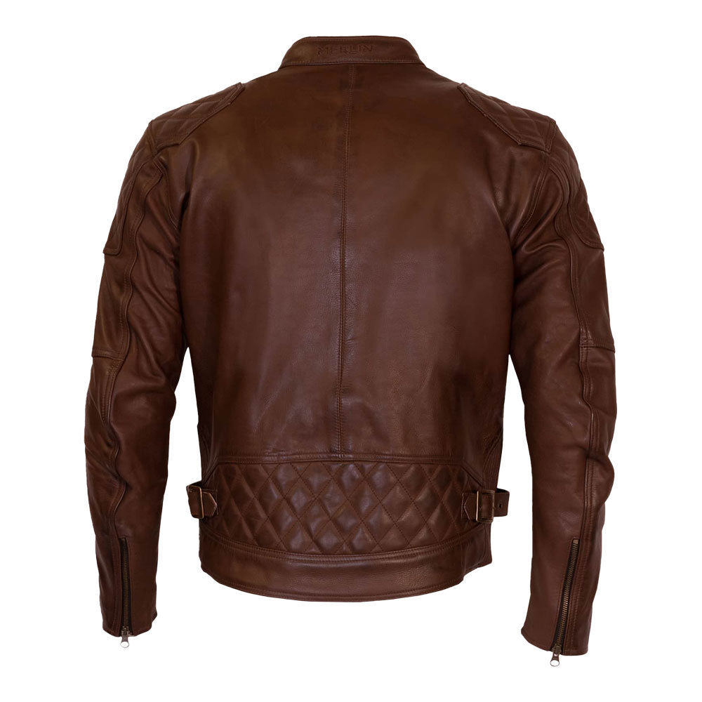 MERLIN Jacket Chester Caf‚ D3O Leather Brown 42 L