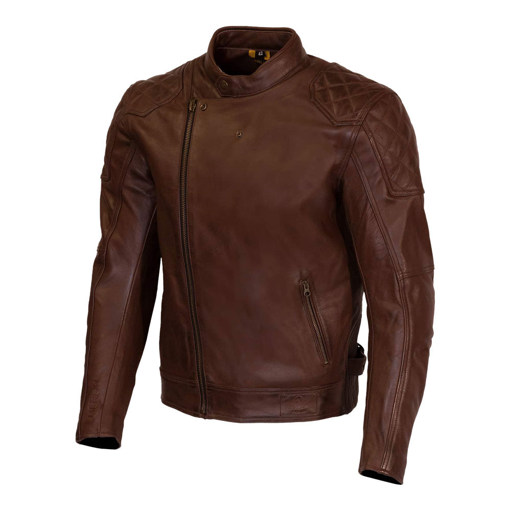 MERLIN Jacket Chester Caf‚ D3O Leather Brown 50 4XL