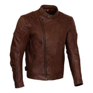 MERLIN Jacket Chester Caf‚ D3O Leather Brown 50 4XL