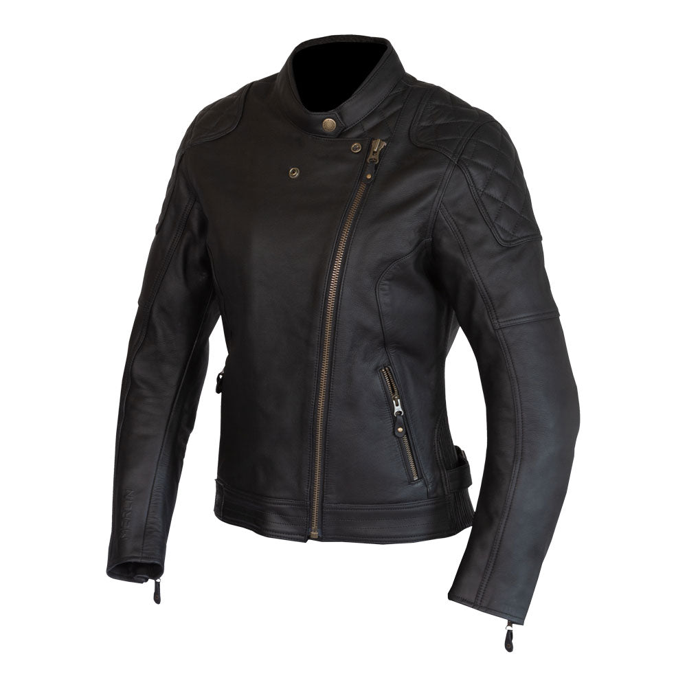 MERLIN Jacket Ladies Bristol Caf‚ D3O Leather Black 14 L