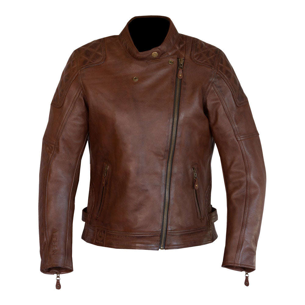 MERLIN Jacket Ladies Bristol Caf‚ D3O Leather Brown 16 XL