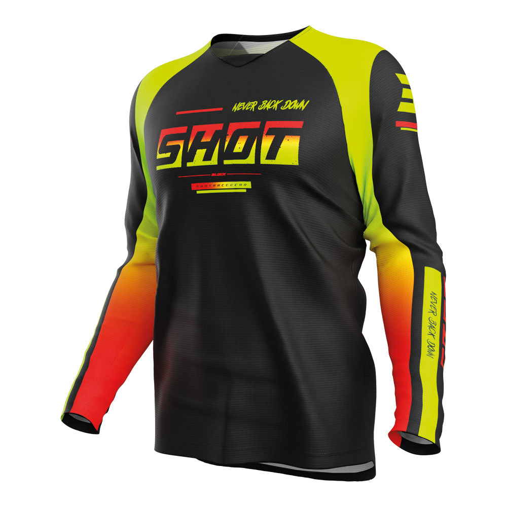 SHOT Kids Jersey Draw Block Neon Yellow 6/7