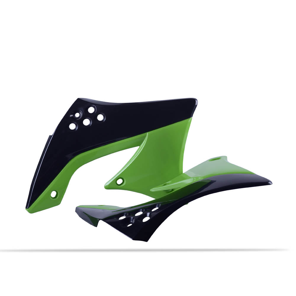 POLISPORT Radiator Shrouds KAW KXF 09-11 Black/Green^