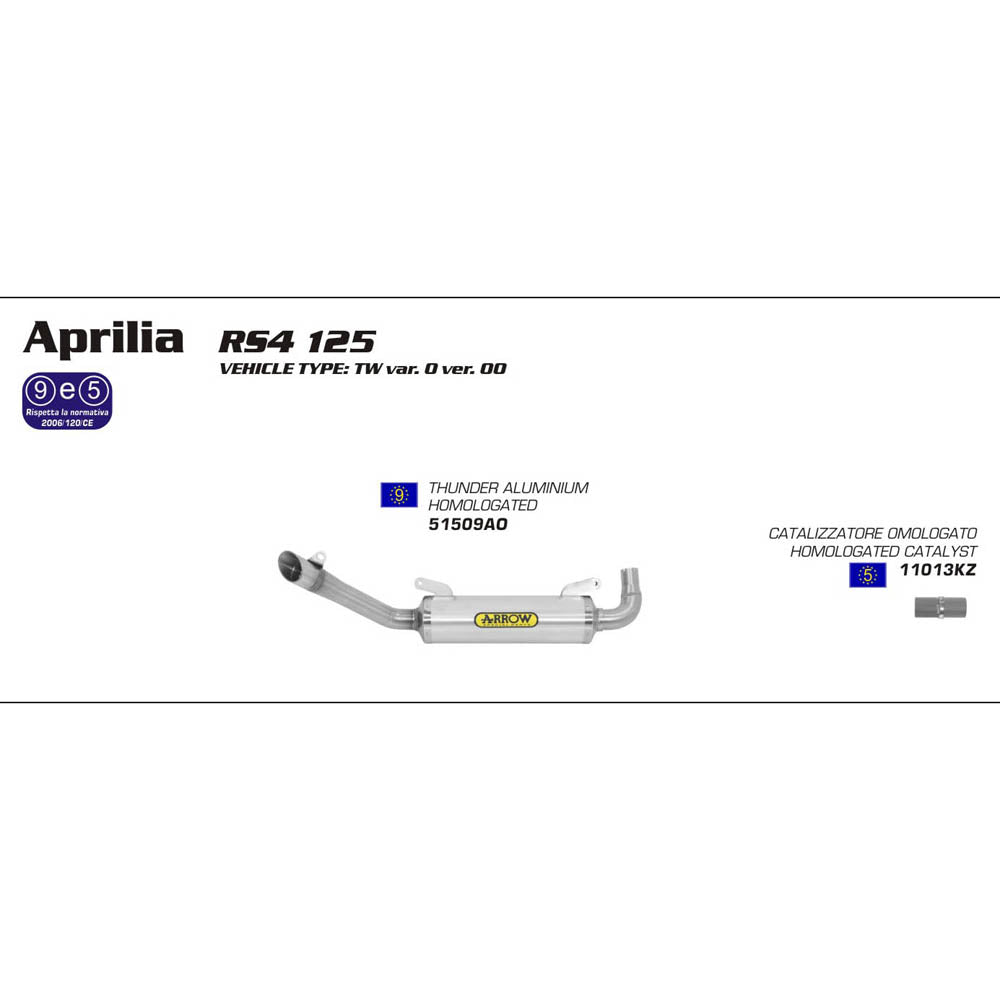ARROW APR Exhaust Street Thunder HOM Aluminium Silver