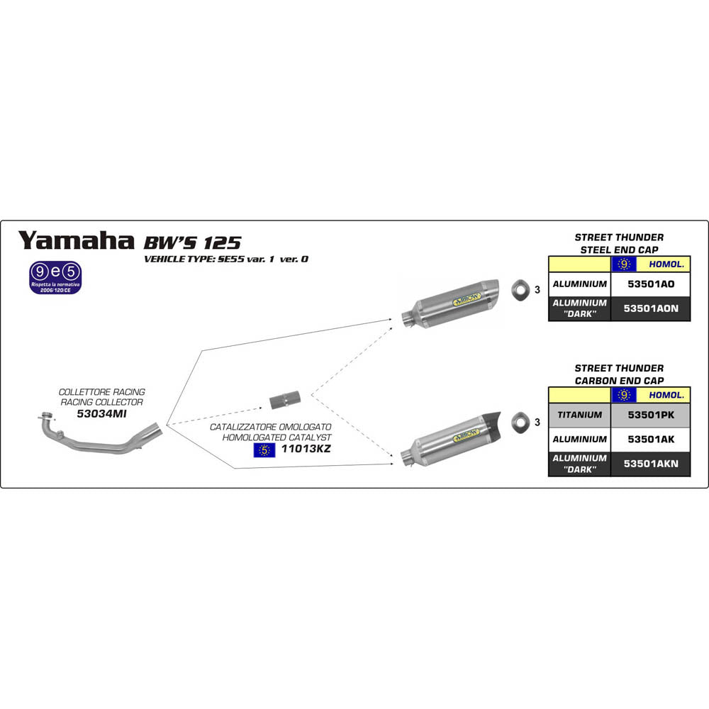 ARROW YAM Exhaust Street Thunder HOM Alu Slip On CF Cap