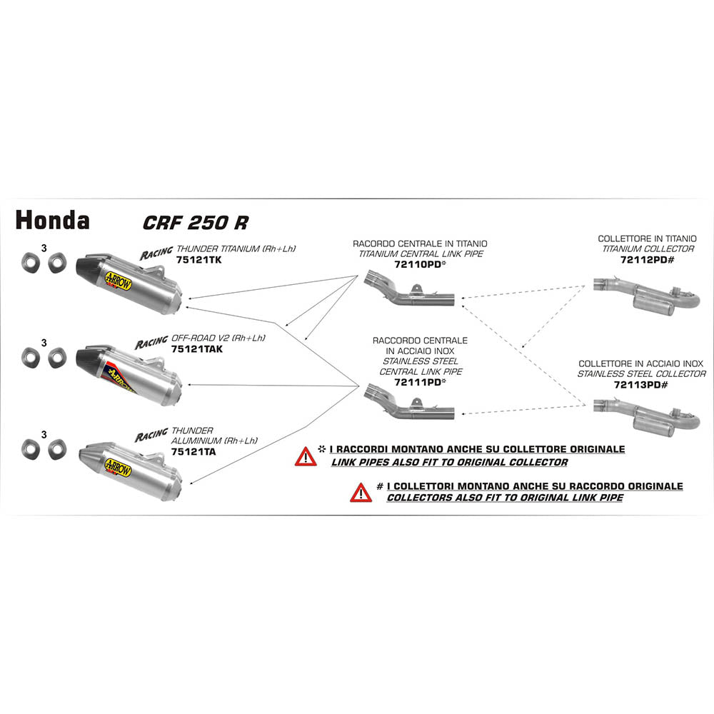 ARROW HON Link Pipe Racing Stainless Steel