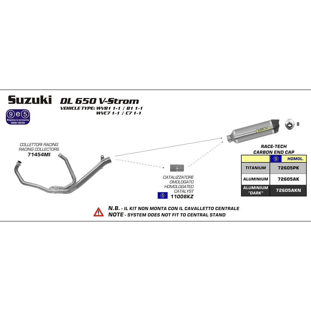 ARROW SUZ Silencer Race-Tech Aluminium Dark with CF End Cap