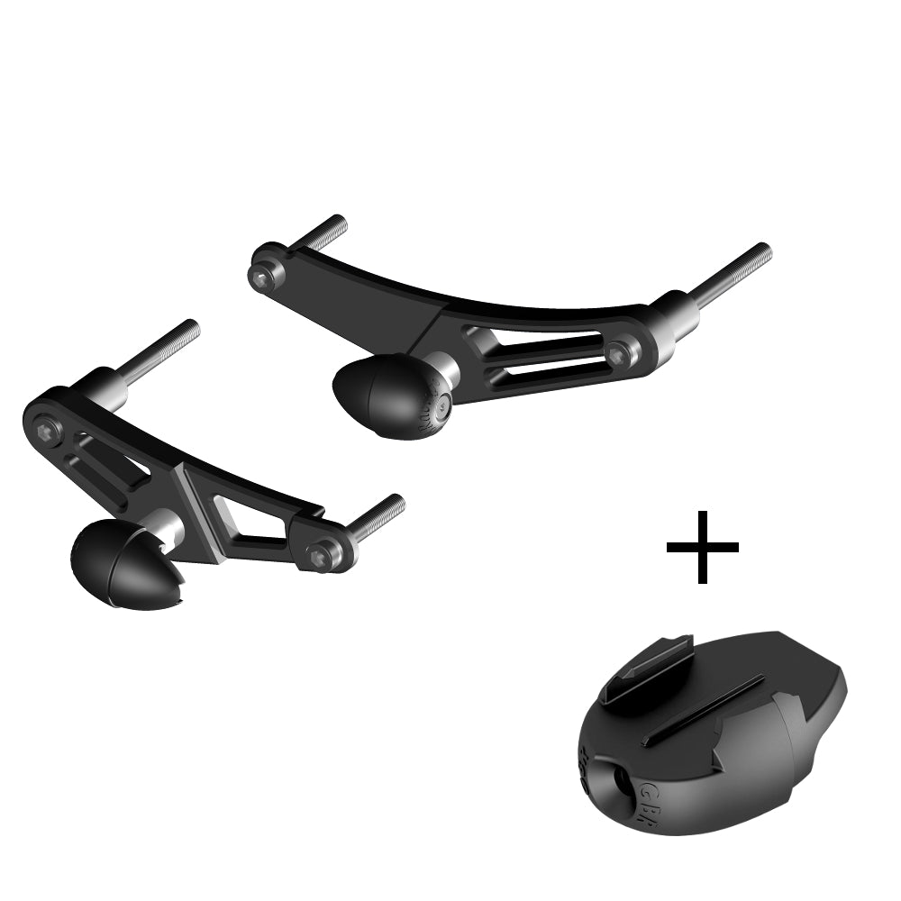 GBRacing Race Bullet Frame Sliders for Triumph Daytona 675 Street Triple GoPro™ Camera Mount bundle